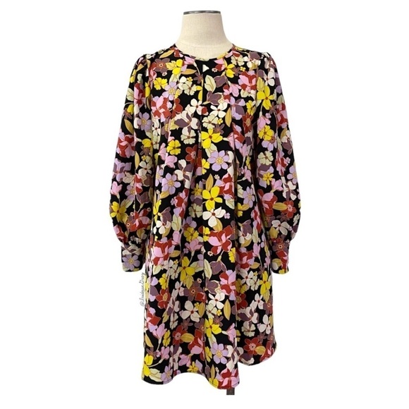 Who What Wear Black Warm Floral Pleated Dress Size Small - Picture 1 of 5